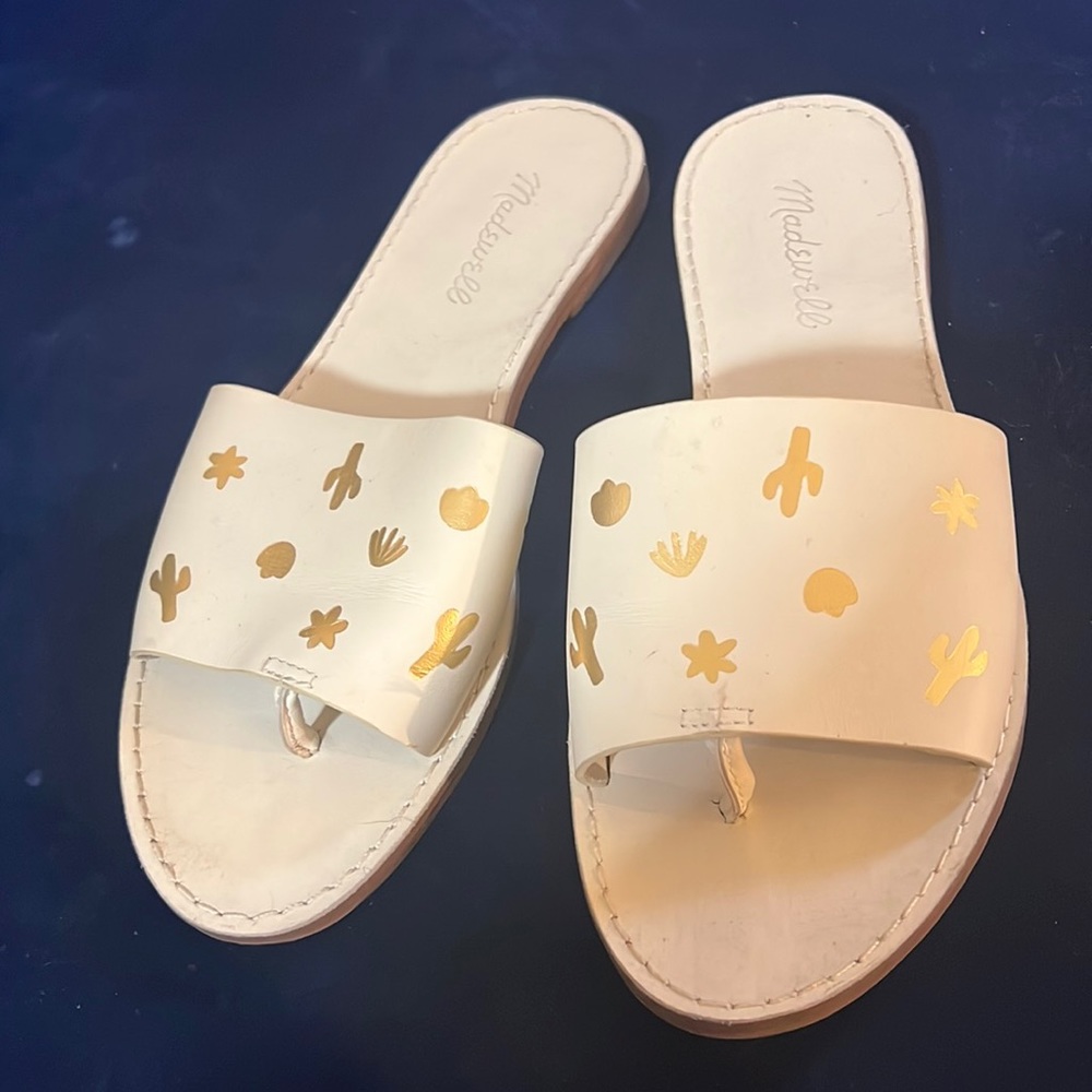 Madewell the boardwalk post slide sandal: cactus embossed edition